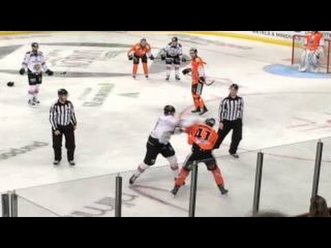 Chris Frank vs Matt Nickerson EIHL fight 23-11-13