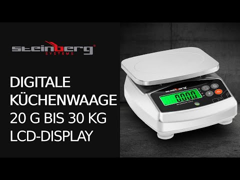 Video - Wasserfeste Küchenwaage - 30 kg / 1 g - 21 x 16 cm - LCD