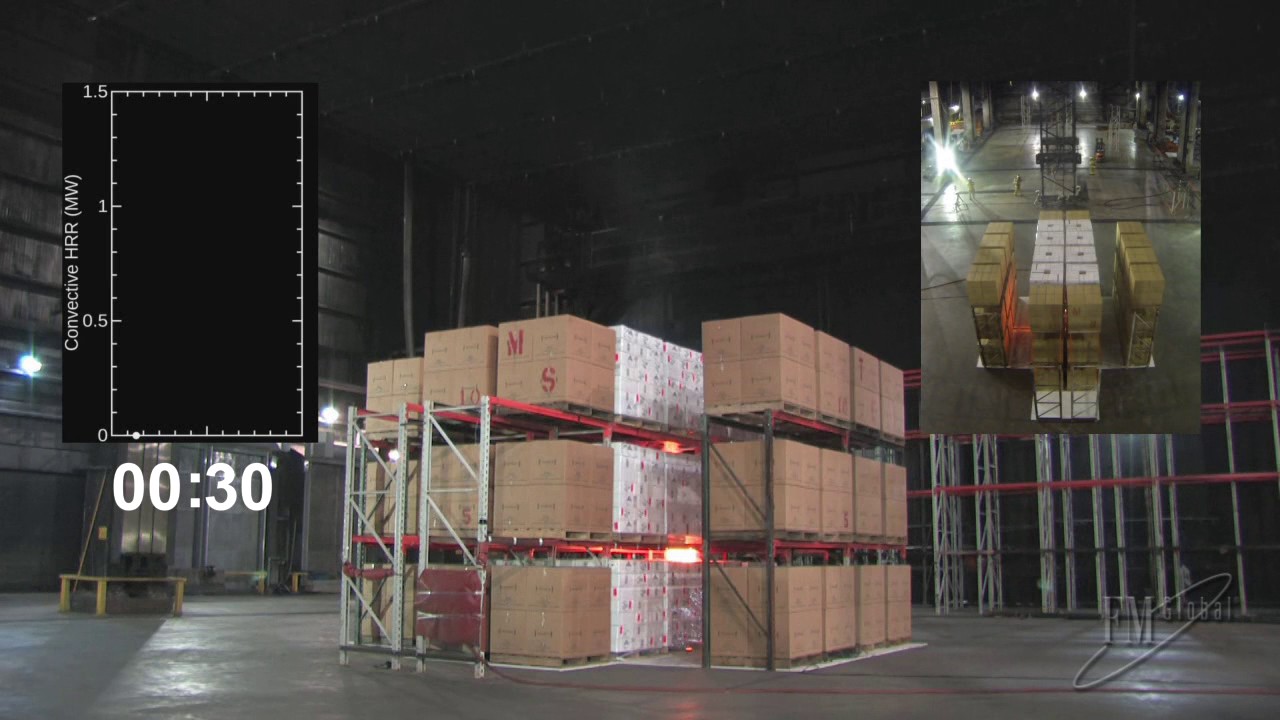 Large-scale Sprinklered Fire Test of 20 Ah Lithium-ion Polymer Pouch Batteries in Warehouse Storage