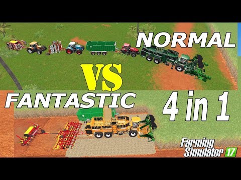 Farming Simulator 17: Fantastic Farmer VS NORMAL - 4in1 Sugarcane Harvesting,  Loading, Cultivator