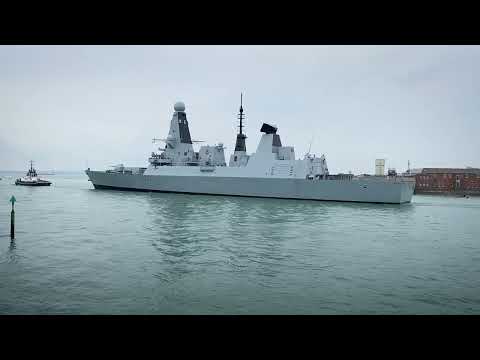 HMS Duncan sails for the first time after major refit to begin sea trials