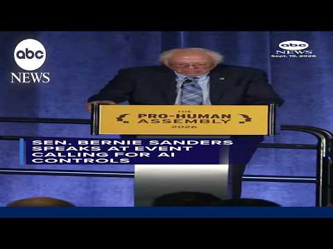 Sen. Bernie Sanders speaks at event calling for AI controls