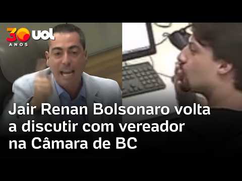 Jair Renan Bolsonaro volta a discutir com vereador na Câmara de Balneário Camboriú; veja