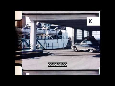 1950s France, Cars Boarding Dunkirk Ferry, Home Movies, 16mm