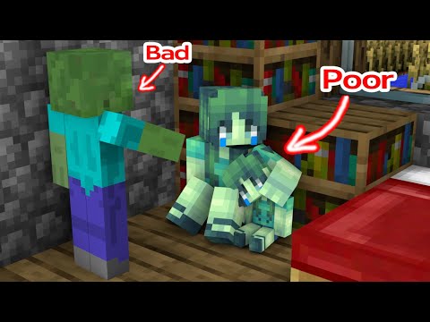 Monster School : Poor Baby Zombie Girl and Bad Zombie Dad - Minecraft Animation