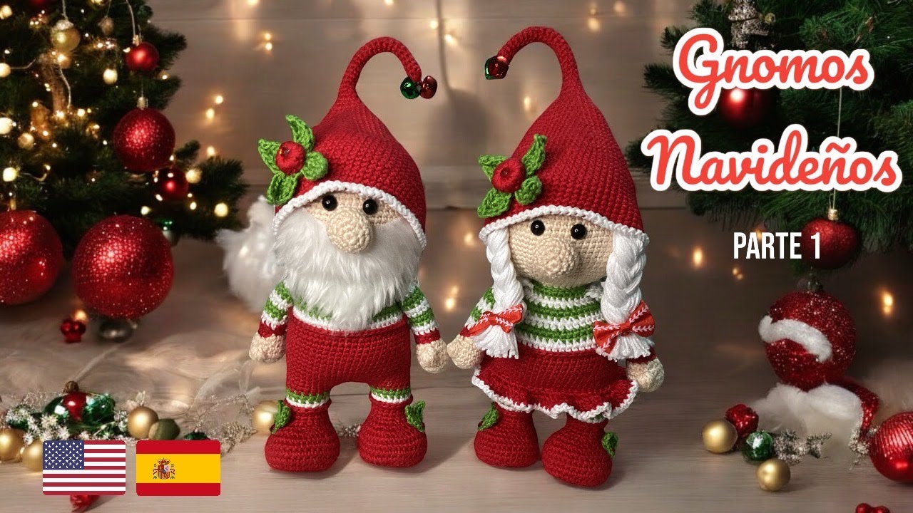 GNOMOS NAVIDEÑOS AMIGURUMI  TUTORIAL 1/4 #gnomosacrochet #duendesamigurumi #navidadamigurumi