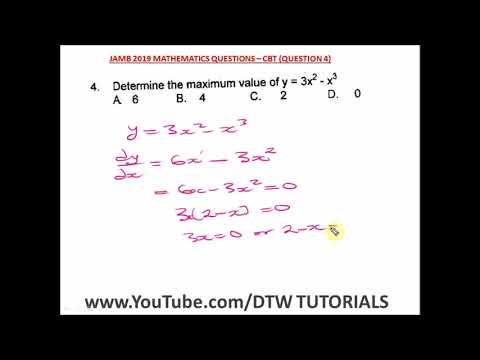 Differentiation - Maximum Value (Solved JAMB Past Question 2019 - Qst 4)