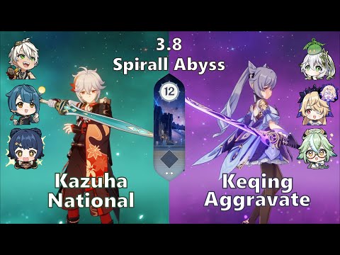 C0 Kazuha National & C1 Keqing Aggravate | 3.8 Spirall Abyss