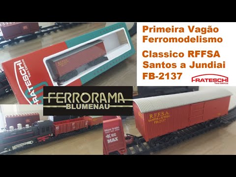 Primeira Vagão de Ferromodelismo - Clássico Vagão Box - RFFSA Santos a Jundiai - FB-2137
