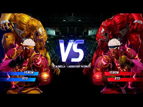 Venom & Ryu (Yellow) Vs Venom & Ryu (Red) [Very Hard AI] | Marvel vs Capcom: Infinite