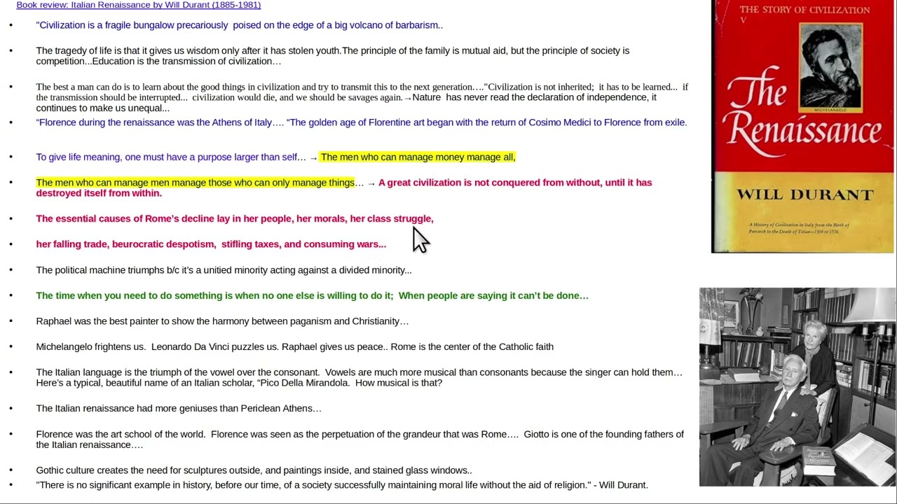 Book review the Renaissance by Will Durant