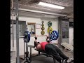 140kg bench press with close grip 5x5 reps, legs up