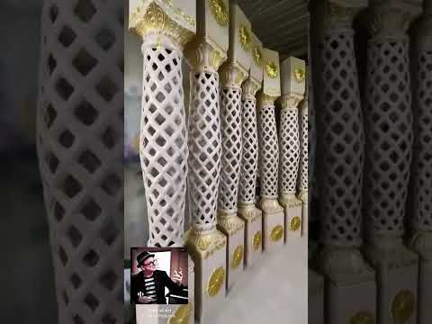 Fiber Carved Golden Mandap Pillars