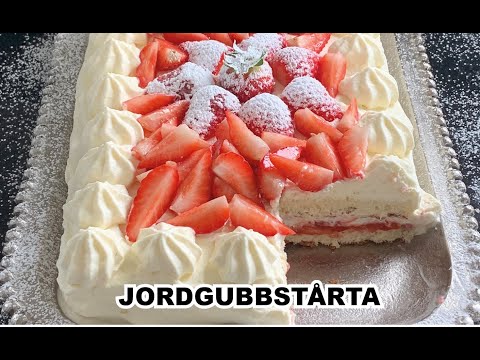 Jordgubbstårta midsommartårta gräddtårta