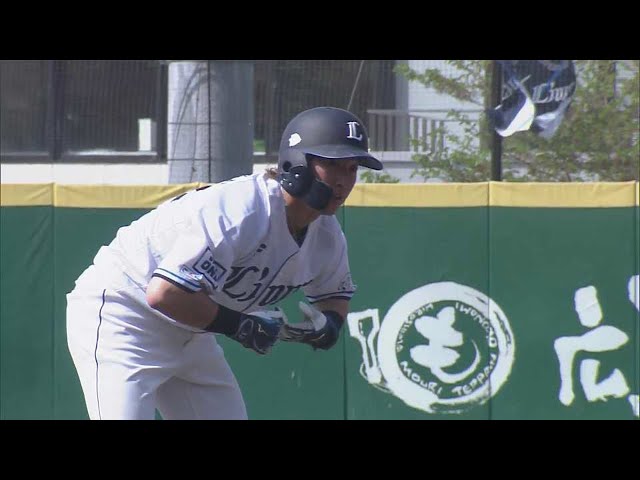 【ファーム】ライオンズ・山村崇嘉 綺麗な流し打ちで1点差に迫るタイムリー2ベースヒットを放つ!!  2023年4月11日 埼玉西武ライオンズ 対 東北楽天ゴールデンイーグルス