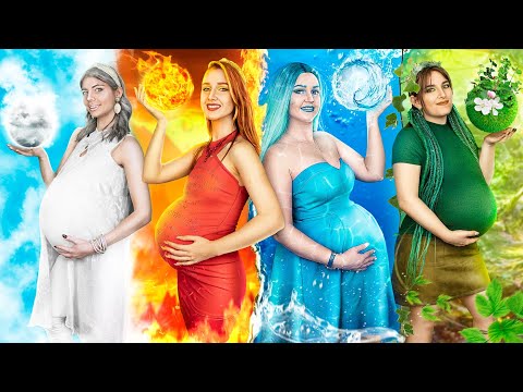 Fire Girl, Water Girl, Air Girl, Earth Girl are Pregnant / Four Elements in Real Life