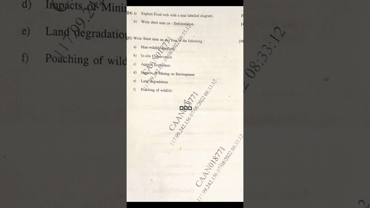 SY.B.Sc-BA-B.Com 3rd semester||Environmental Awareness||Question paper||sppu📚📝