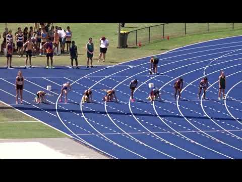 Ht2. 100m 11yrs Girls Semi-Final, 10-12yrs Schools State Championships, QSAC 10/10/2017