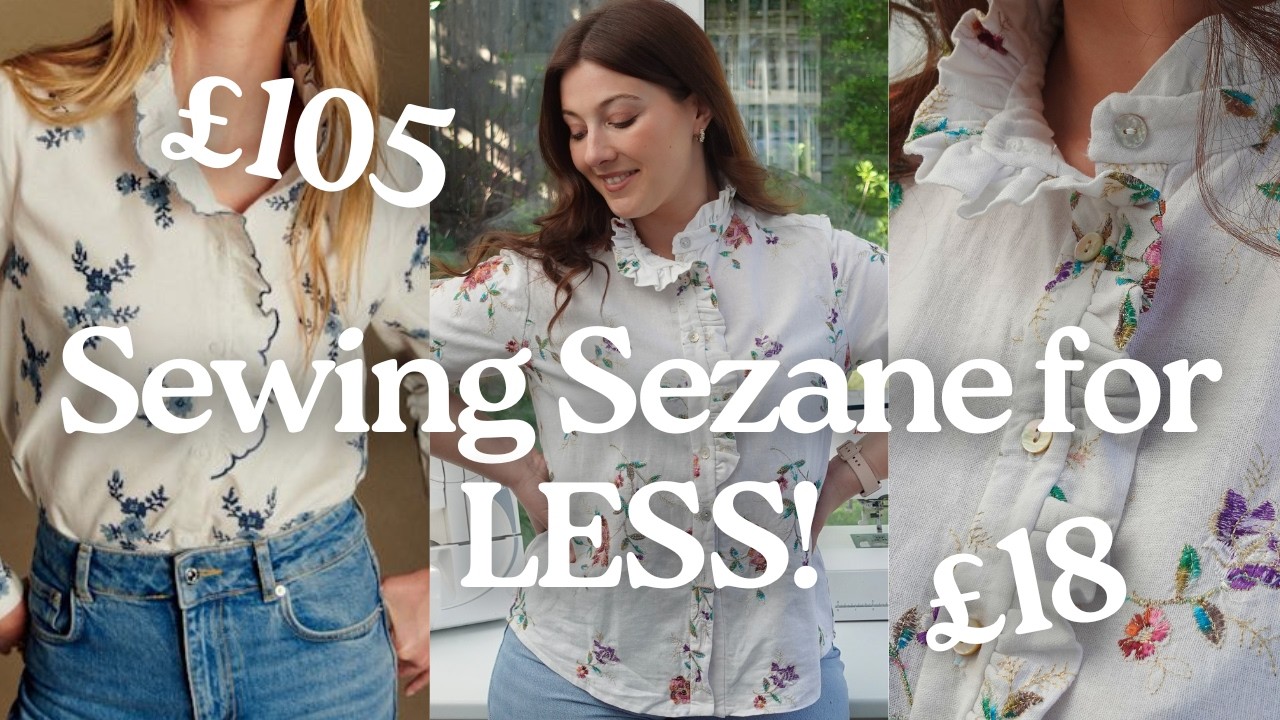 Sewing Sezane for LESS! Recreating the viral Chlo blouse✨Fabric Godmother Carnation pattern tutorial