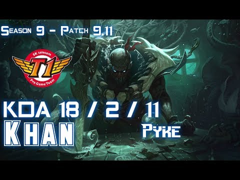 SKT T1 Khan PYKE vs AATROX Top - Patch 9.11 KR Ranked