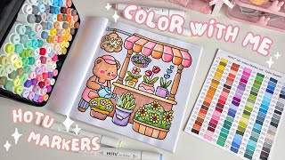 color with me 🌻 trying out HOTU 120 alcohol markers 🌸 anime drawing 🪴