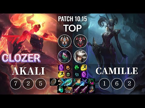 T1 Clozer Akali vs Camille Top - KR Patch 10.15