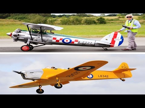 GIANT 1/2 SCALE RC BRISTOL BULLDOG & MILES MAGISTER M.14 - LMA RAF ELVINGTON AIRCRAFT SHOW - 2016