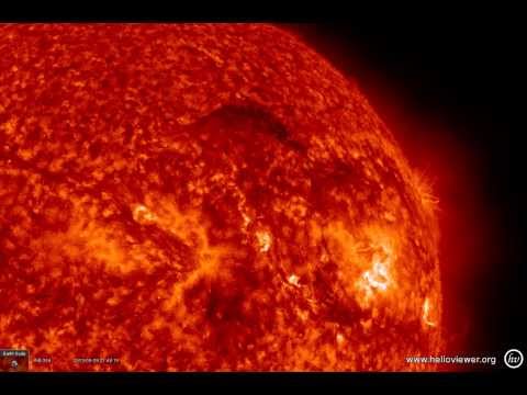 Nice filament eruption with CME toward Earth - C1.2 class solar flare (Sept 29, 2013) - Video Vax