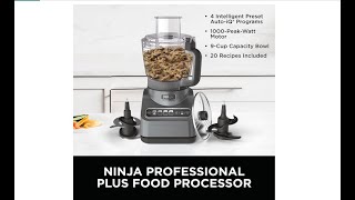Ninja 850W 9-Cup Food Processor - BN601: Stainless Steel, 3 Speeds, Mix, Chop, Slice, Shred, Puree