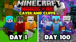 We Survived 100 days In the 1.17 Caves and Cliffs Update in Hardcore Minecraft... (TRIOS)