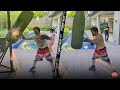 MANNY PACQUIAO GOING HARD IN HEAVY BAG WORKOUT! SPEED & POWER ON DISPLAY AS HE TRAINS FROM HOME