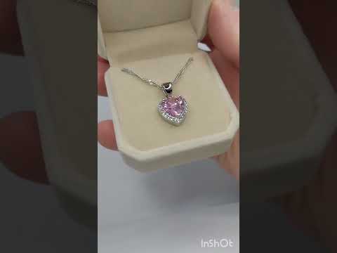 Подарок девушке колье "Розовый топаз в серебре" стиль Pandora кулон в форме сердца с цирконами В бархатной кор - фото 4 - id-p2855700740