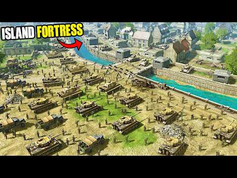 1,000 WW2 US ARMY build an ISLAND FORTRESS vs 5,000 German Army Siege! - Gates of Hell
