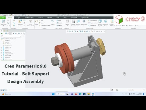 Creo Parametric 9.0 Tutorial - Belt Support Design Assembly #ptc #creoparametric