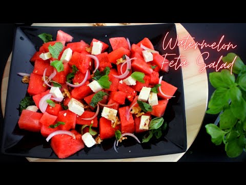 Super Easy WATERMELON FETA SALAD - Watermelon Salad Recipe with Fresh Mint and Basil - Quick Salad!