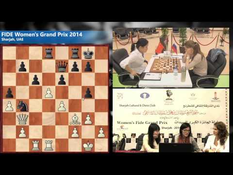 Round 8: Ju Wenjun (CHN) 1/2-1/2 Hou Yifan (CHN)