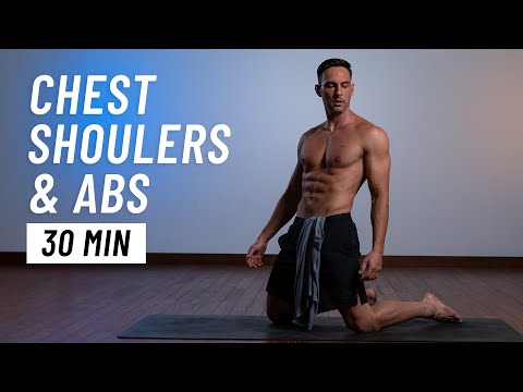 30 Min Chest, Shoulder & Abs Workout At Home (No Equipment, No Gym)