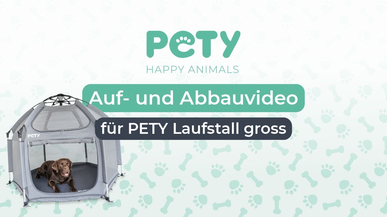 Pety Laufstall Set gross mit Bodenmatte und Dach, Ø 150 x 100 cm