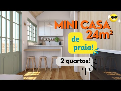 Mini Casa de Praia 4x6 - 2 quartos! Compacta e completa