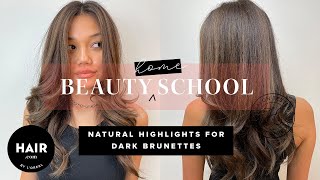 Natural Highlights For Dark Brunettes | Beauty Home School | Hair.com By L