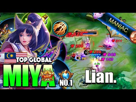 MANIAC!! ONLY 5 MINUTES Gameplay Brutal from Lian ft SkyWee!! | Top 1 Global Miya by Lian ~ MLBB
