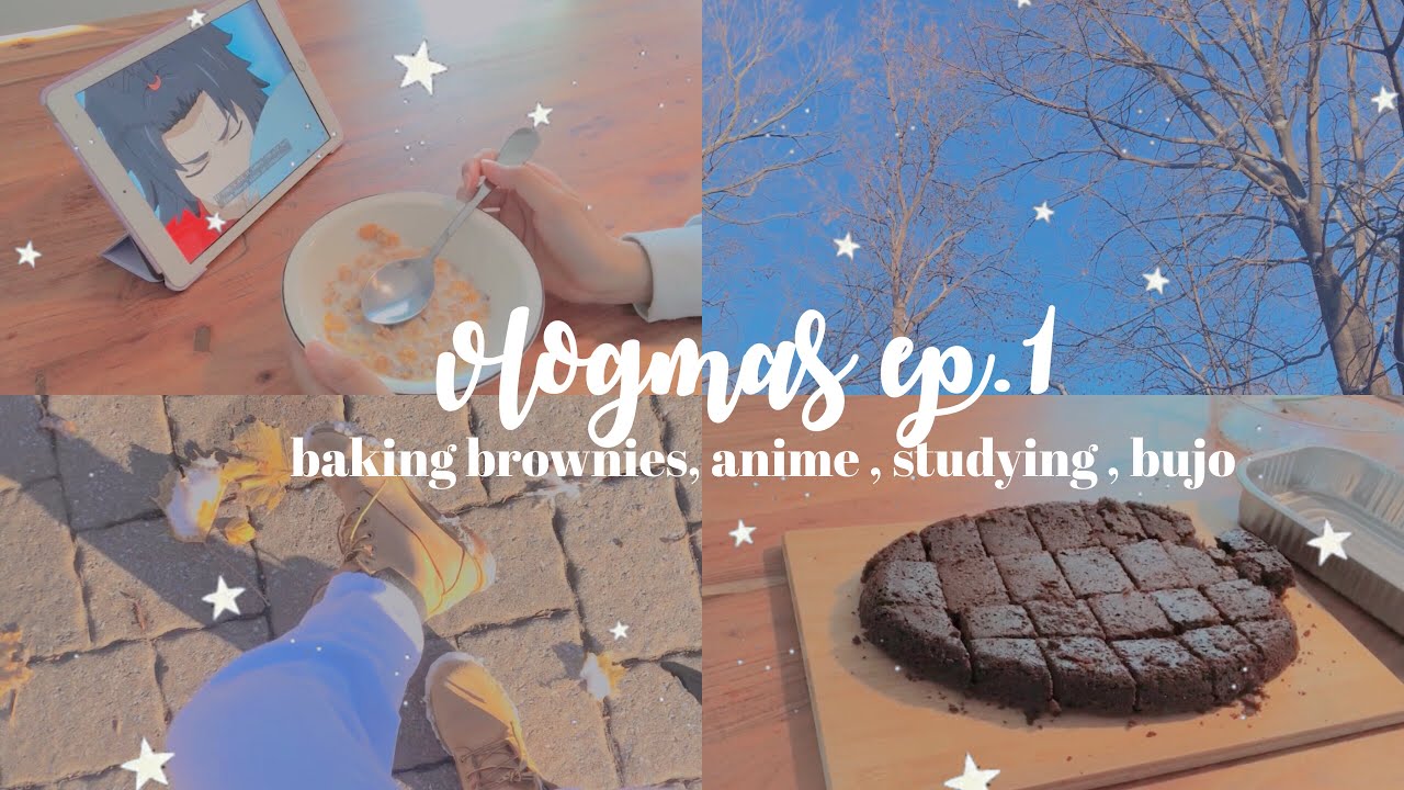 vlogmas ep.1 ⛄️❄️: baking brownies , studying , winter , anime bujo 🍯 ft. PHOMEMO