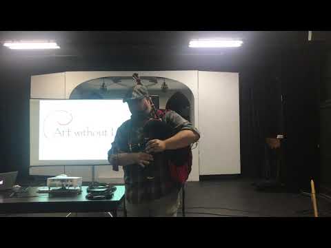 Adam Phillips playing a unique Bagpipe at  ACDC 2019