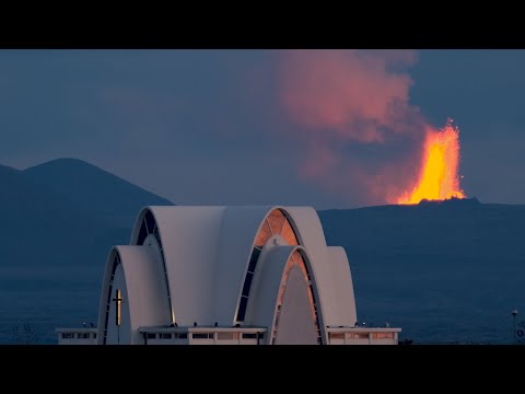 Iceland Volcano Geyser, Terrifying 300 Meter Lava Burst,  Fagradalsfjall eruption