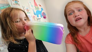 MYSTERY DRiNK GAME!!  Adley & Mom make a Gross Family Challenge! Niko gets a Rainbow Juice surprise!