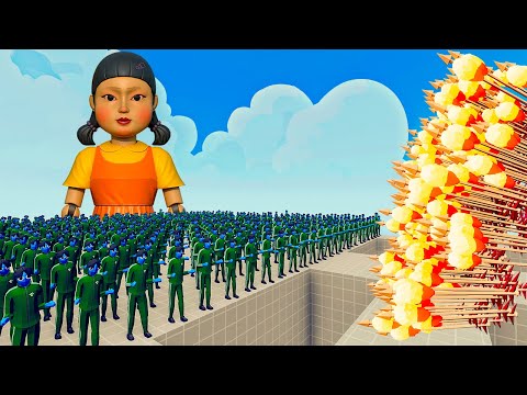 100x SQUID GAME + 1x DOLL GIANT vs 3x EVERY GOD   Totally Accurate Battle Simulator TABS