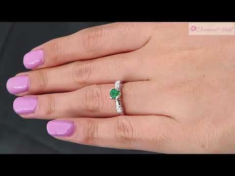 0 50ct Antique Vintage Art Deco Green Emerald Diamond Engagement Wedding 14k White Gold Ring