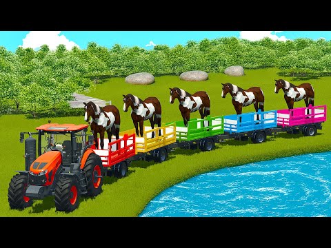 LOADING AND TRANSPORTING HORSES WITH RIGITRAC TRACTORS - Farming Simulator 25