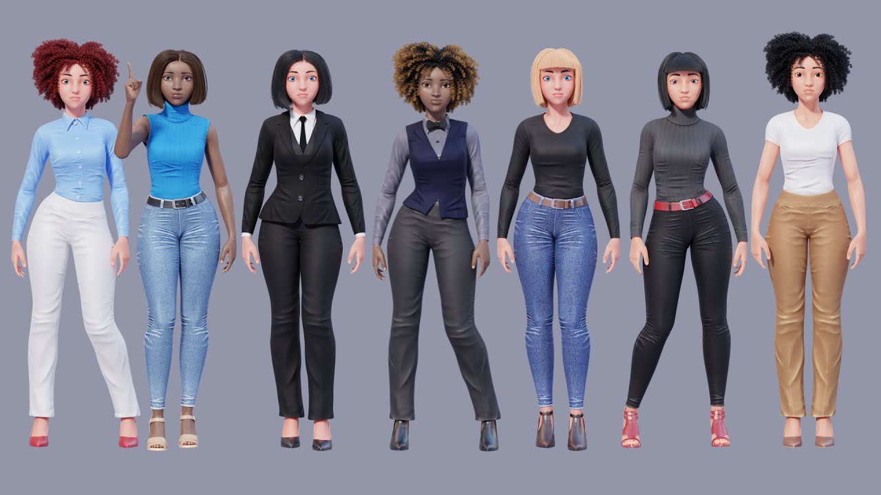 Modular Stylized Business Female Character Free 3D Models