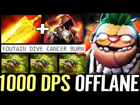 🔥 1000 DPS Offlane PUDGE Fountain Dive — Radiance + Cloak of Flames ROT Dismember Burn Dota 2 Pro